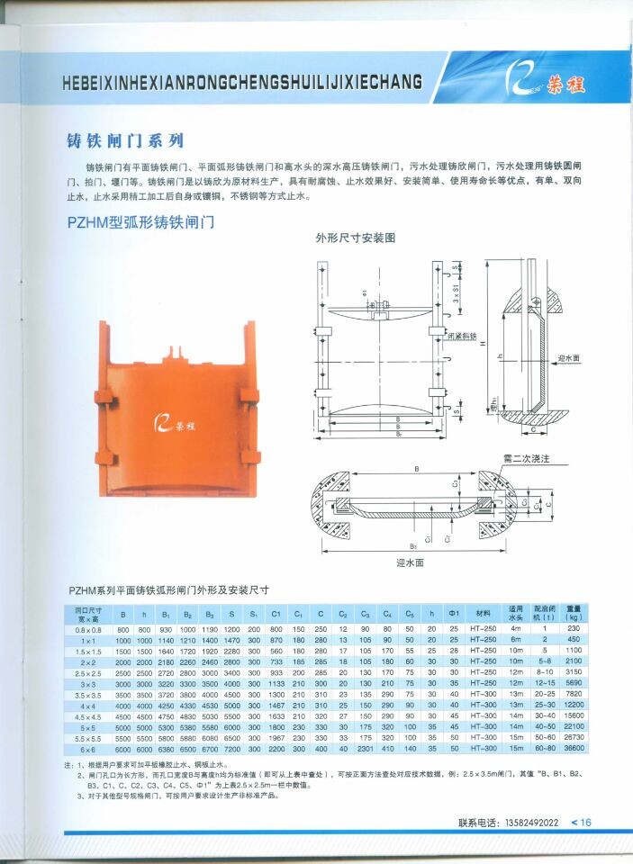 平面弧形铸铁闸门